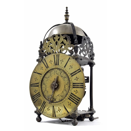 1408 - English brass hook and spike lantern clock, the 7.5