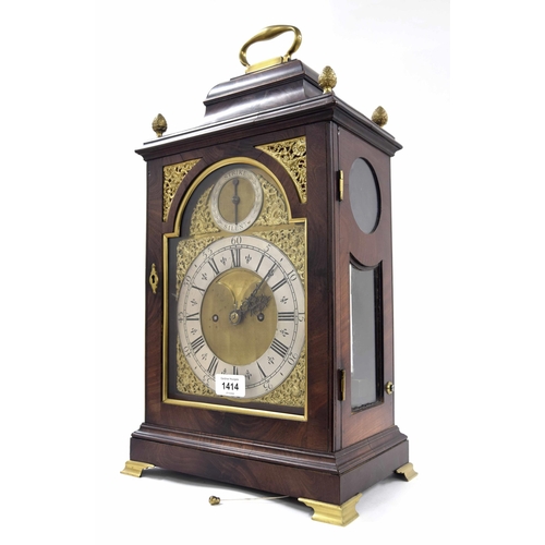 1414 - Good English mahogany double fusee verge bracket clock, the 7