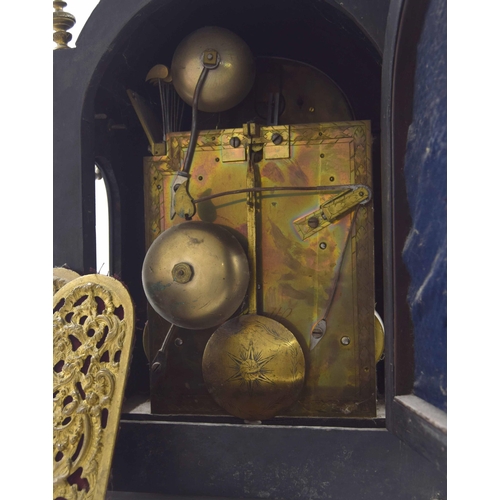 1416 - Good English ebonised triple fusee bracket clock, the 7