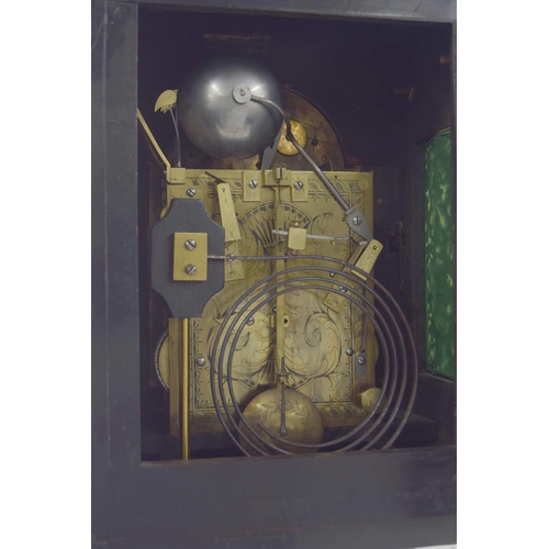 1423 - Good English ebonised triple fusee boardroom clock, the 8