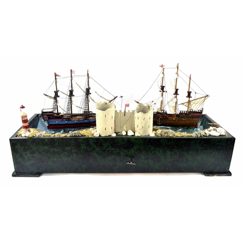 1425 - Good large scratch built automata rocking ships, depicting the 'Mayflower' in full sail and HMS 'Bel... 