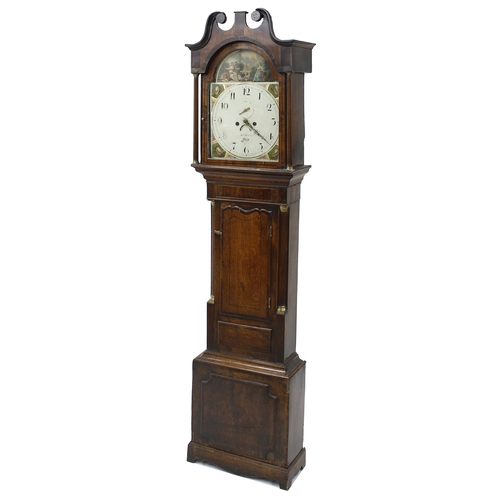 1820 - Oak and mahogany eight day longcase clock, the 14