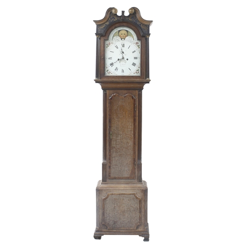 1829 - Oak and mahogany crossbanded eight day longcase clock, the 13