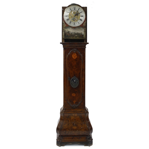 1830 - Good Dutch walnut eight day longcase clock with various complications, the 14