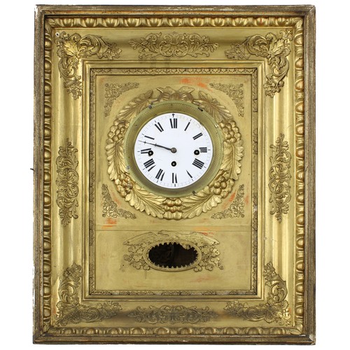 1721 - Viennese giltwood Grande Sonnerie three train wall clock, the back door sliding horizontally to reve... 