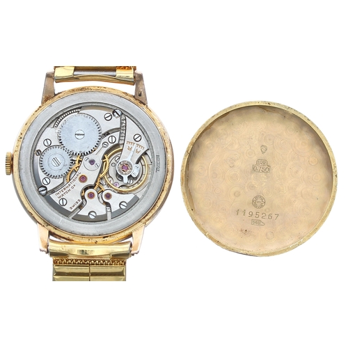 83 - IWC (International Watch Co.) 18ct gentleman's wristwatch, case no. 1195xxx, movement no. 1179xxx, c... 