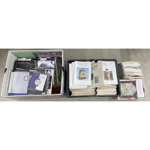 2215 - Very large quantity of old Antiquarian Horology magazines; also a large quantity of London auct... 