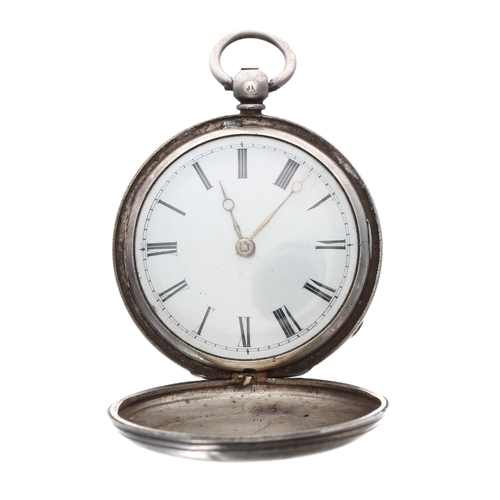 69 - Victorian silver verge hunter pocket watch, London 1864, the fusee movement signed Johnson, Grays In... 