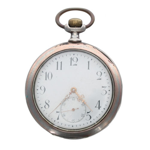 70 - Continental silver (0.800) lever pocket watch, unsigned movement with compensated balance and regula... 