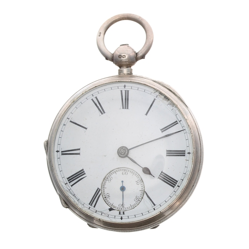 72 - Victorian silver fusee lever pocket watch, London 1891, unsigned movement, no. 20979, with engraved ... 