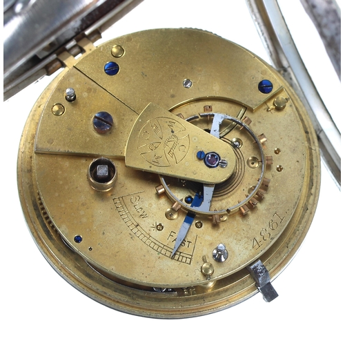 73 - Late Victorian silver fusee lever pocket watch, Chester 1902, unsigned movement, no 4861, with plain... 