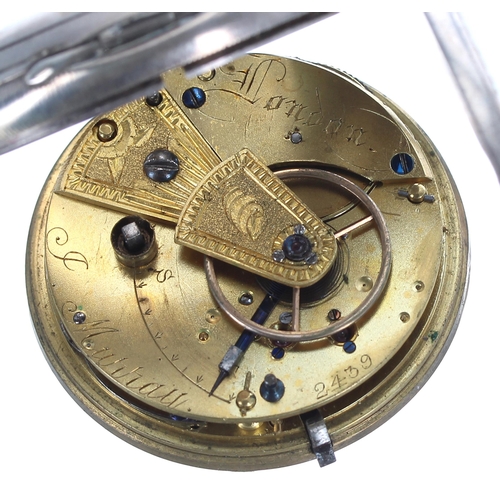 75 - Victorian silver fusee lever pocket watch, London 1878, the movement signed J. Murray, London, no. 2... 