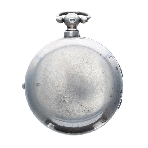 76 - 19th century silver verge pair cased pocket watch, London 1837, unsigned fusee movement with pierced... 