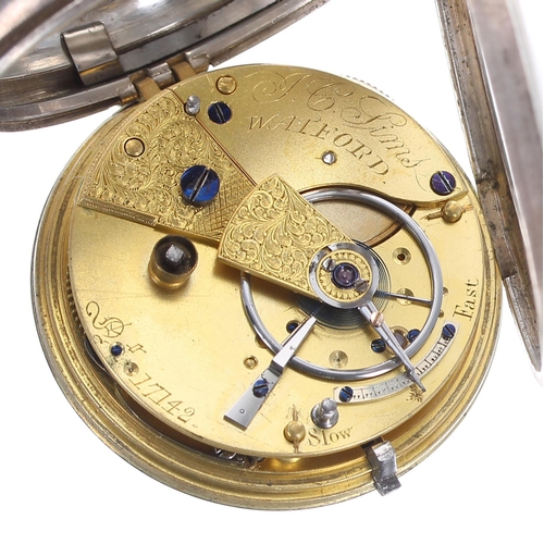 78 - Victorian silver fusee lever pocket watch, London 1886, the movement signed J.C. Sims, Watford, no. ... 