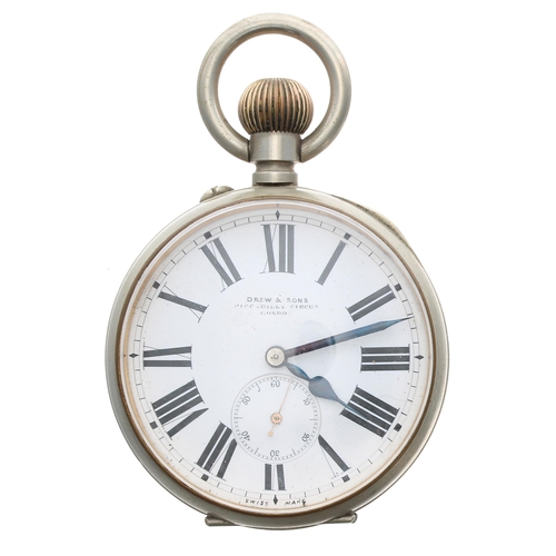 79 - Goliath nickel cased pocket watch, unsigned bar lever movement with compensated balance and regulato... 