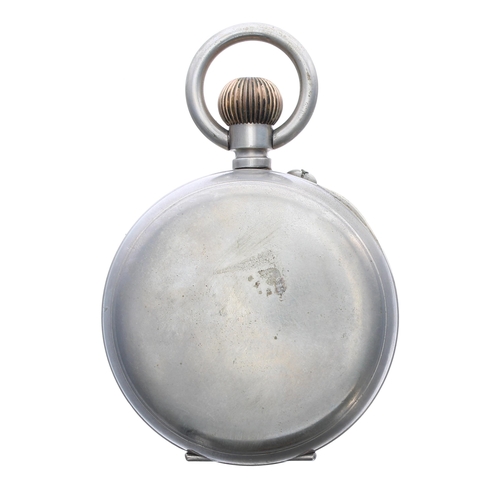 79 - Goliath nickel cased pocket watch, unsigned bar lever movement with compensated balance and regulato... 