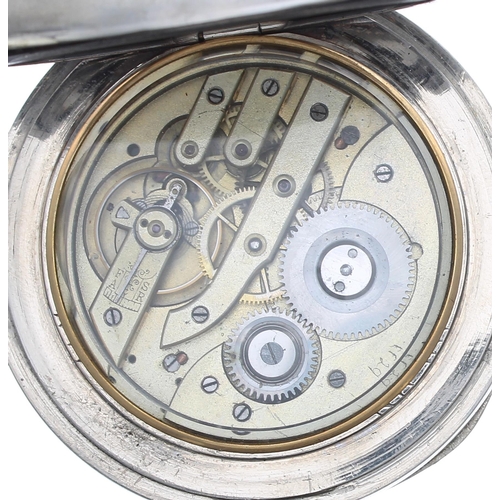 79 - Goliath nickel cased pocket watch, unsigned bar lever movement with compensated balance and regulato... 