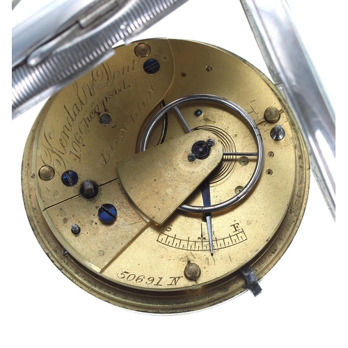 83 - Victorian silver lever pocket watch, Birmingham 1883, the movement signed Kendal & Dent, 106 Che... 