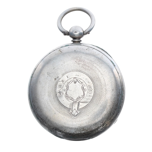 65 - Victorian silver fusee lever pocket watch, Chester 1860, unsigned movement, no. 4106, with engraved ... 