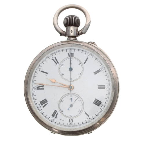 84 - Baume & Co. silver centre seconds chronograph lever pocket watch, import hallmarks London 1911, ... 