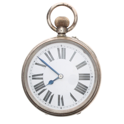 93 - Continental silver (0.935) Goliath pocket watch, the movement with visible mainspring stamped 6279+4... 