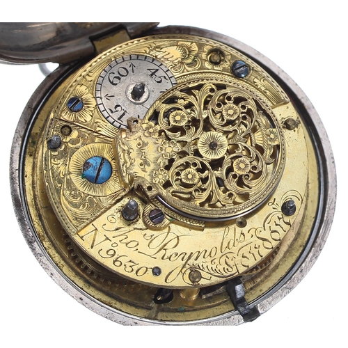 92 - George III silver verge pair cased pocket watch, London 1797, the fusee movement signed Thos Reynold... 