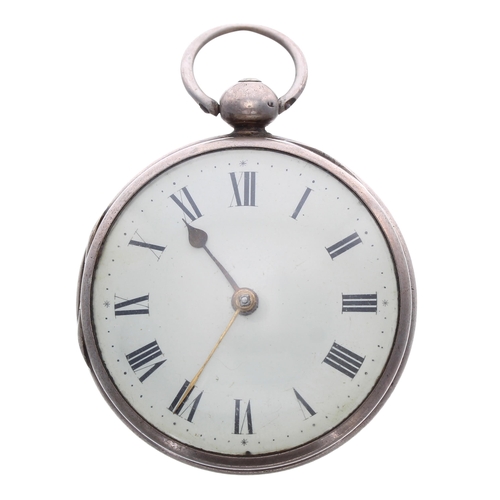 91 - George IV silver verge pocket watch, Birmingham 1827, unsigned fusee movement, no. 7502, with pierce... 