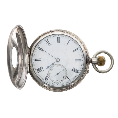 88 - Victorian silver lever half hunter pocket watch, Birmingham 1897, the three quarter plate movement s... 