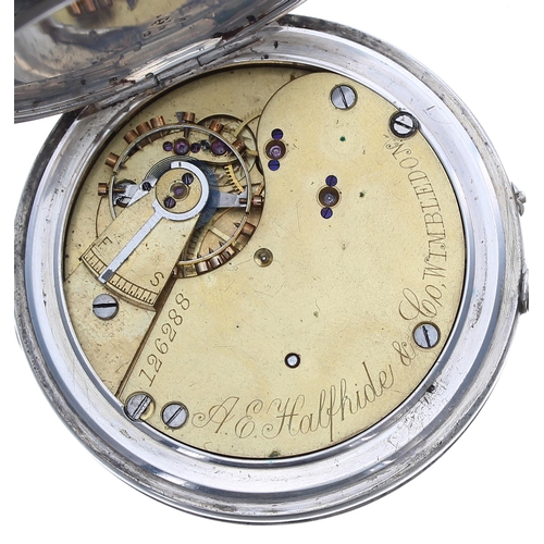 88 - Victorian silver lever half hunter pocket watch, Birmingham 1897, the three quarter plate movement s... 