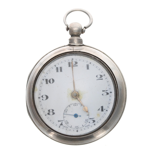 86 - Victorian silver fusee lever pair cased pocket watch, Birmingham 1856, unsigned movement, no. 16482,... 