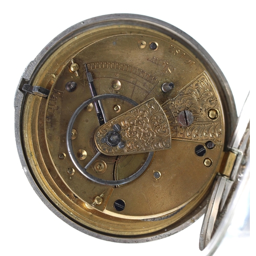 86 - Victorian silver fusee lever pair cased pocket watch, Birmingham 1856, unsigned movement, no. 16482,... 