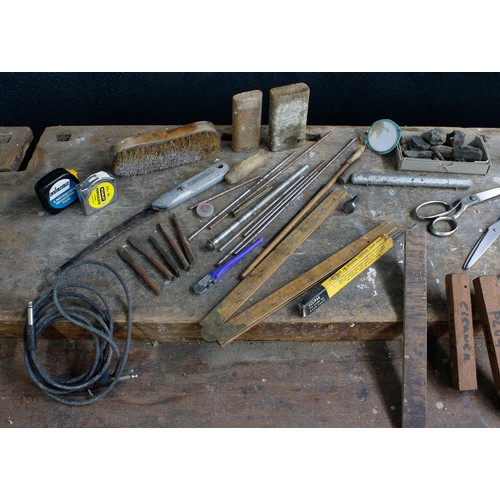 533 - Tony Zemaitis - A selection of tools, removed from the main workshop bench, including a handmade ins... 