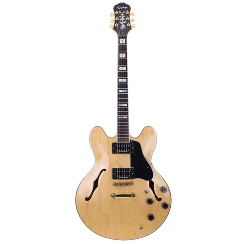 462 - 1980s Epiphone Sheraton semi-hollow body electric guitar, ser. no. 9xxxxx2; Body: natural finish, a ... 