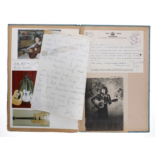 586 - Tony Zemaitis - an important scrapbook featuring a selection of personal photographs, handwritten no... 