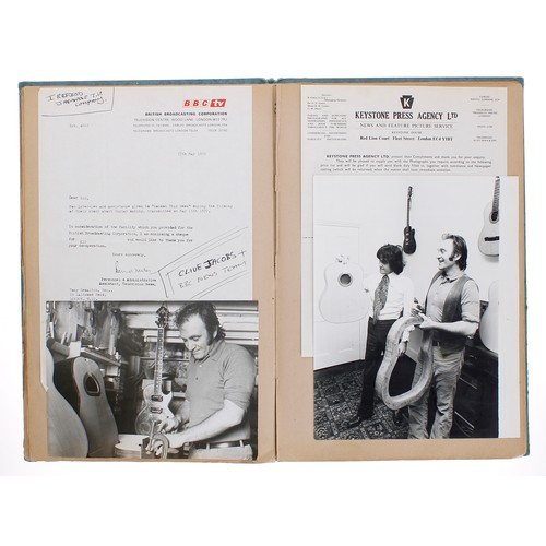 586 - Tony Zemaitis - an important scrapbook featuring a selection of personal photographs, handwritten no... 