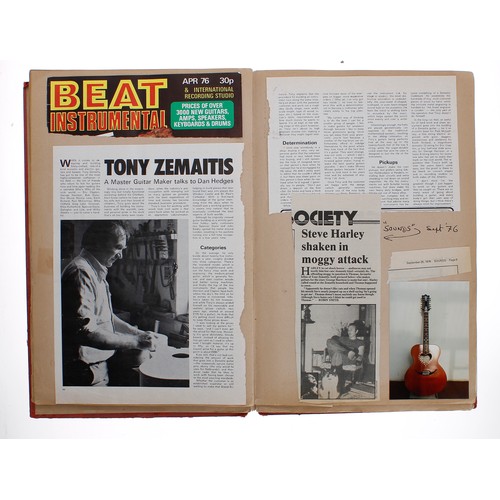 589 - Tony Zemaitis - an important scrapbook featuring a selection of personal photographs, handwritten no... 