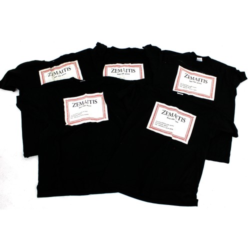 599 - Tony Zemaitis - five extra large T-shirts, printed with the classic Zemaitis guitar label to the fro... 