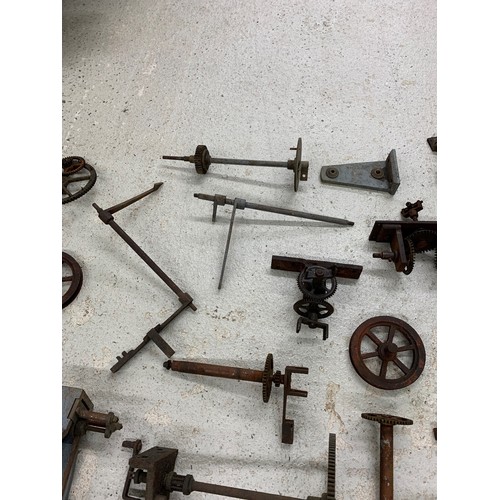 2127 - Old turret clock movement in need of assembly and probably incomplete including; hands, lead off wor... 