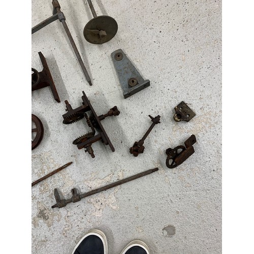 2127 - Old turret clock movement in need of assembly and probably incomplete including; hands, lead off wor... 