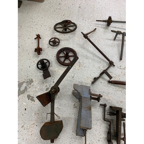 2127 - Old turret clock movement in need of assembly and probably incomplete including; hands, lead off wor... 