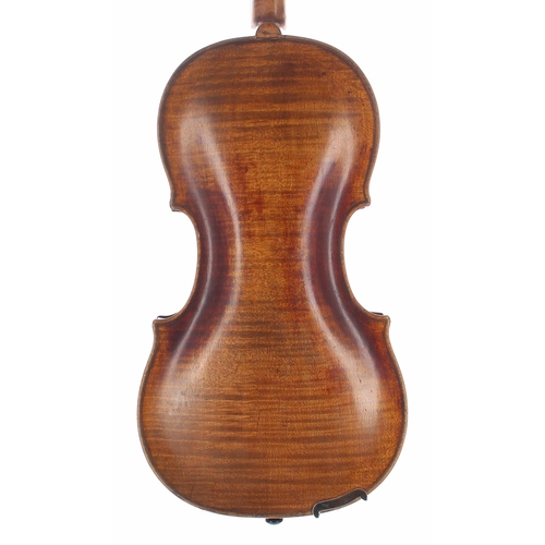 2422 - Interesting violin labelled Jacobus Stainer in Absan..., the one piece back of faint medium curl wit... 