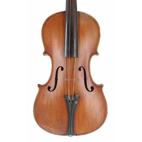 2424 - Violin labelled Benardo Calcarnie, Cremona, Anno 1875 and signed on the label, the two piece back of... 