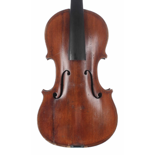 2425 - English violin of the Furber School circa 1800, the two piece back of faint medium curl with similar... 