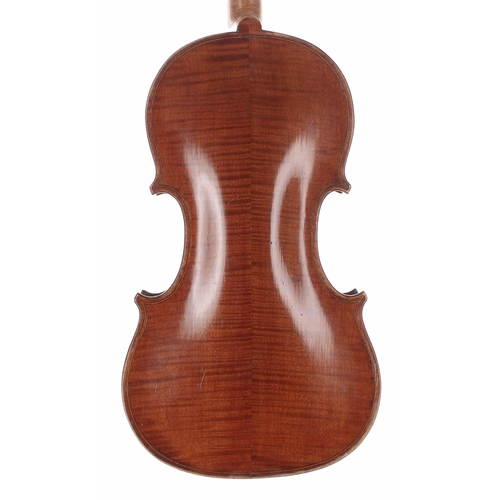 2425 - English violin of the Furber School circa 1800, the two piece back of faint medium curl with similar... 