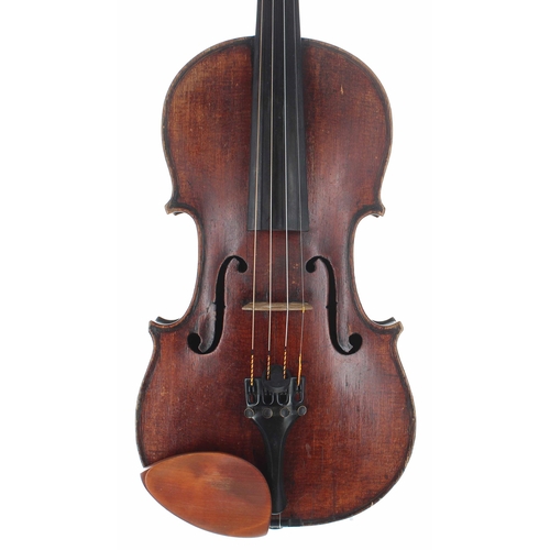 2428 - 19th century violin labelled Luigi Carlos, 14 3/16