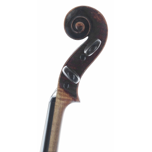 2428 - 19th century violin labelled Luigi Carlos, 14 3/16