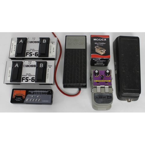 917 - Cry Baby GCB-95 wah wah guitar pedal, with input modification; together with a Line 6 Auto Wah guita... 