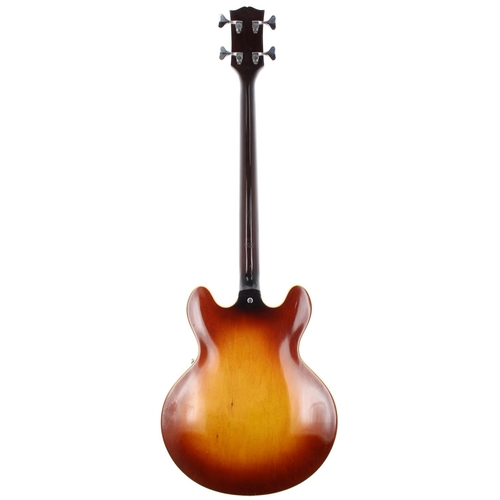 14 - 1971 Gibson EB-2D bass guitar, made in USA, ser. no. 6xxxx5; Body: amber burst finish, lacquer check... 