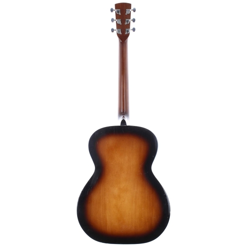 187 - Regal round neck resonator guitar; Body: sunburst finish, marks and scratches throughout; Neck: a fe... 