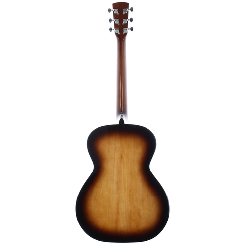 26 - Regal round neck resonator guitar; Body: sunburst finish, minor surface marks; Neck: good; Fretboard... 